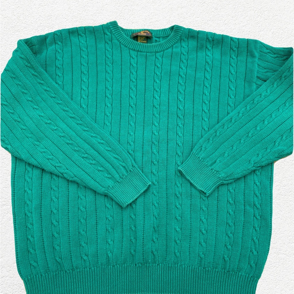 Charter Club teal Crewneck Cable Knit Sweater